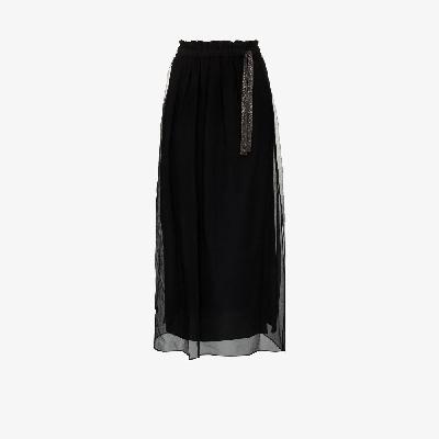 Brunello Cucinelli - Black Tulle Midi Skirt