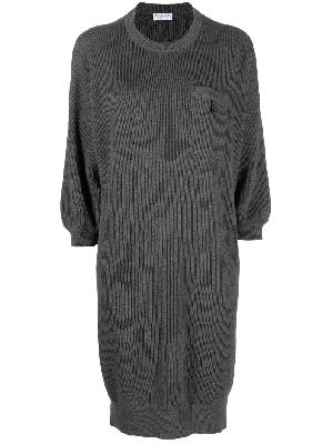 Brunello Cucinelli - Grey Ribbed Knit Cotton Dress