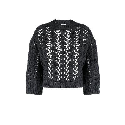 Brunello Cucinelli - Grey Open-Knit Sweater