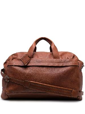 Brunello Cucinelli - Brown Logo Embossed Leather Duffle Bag
