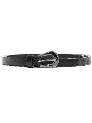 Brunello Cucinelli - Black Gunmetal-Tone Buckle Leather Belt