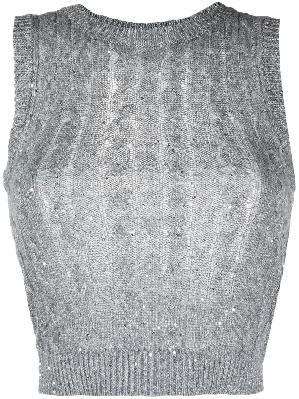Brunello Cucinelli - Grey Sequin-Embellished Sweater Vest