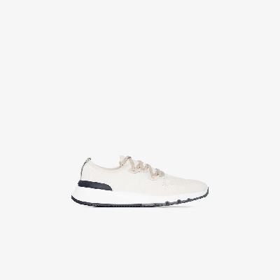 Brunello Cucinelli - White Cotton Knit Sneakers