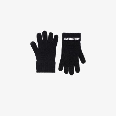 Burberry - Black Logo Cashmere Gloves