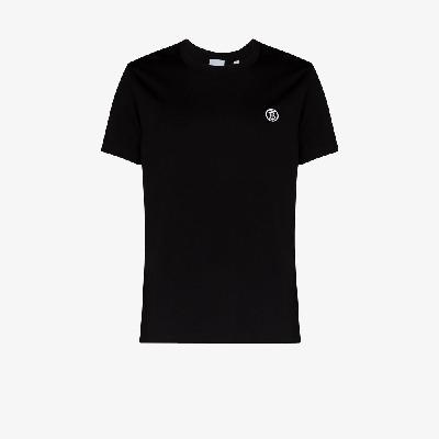 Burberry - Black Embroidered Logo Cotton T-Shirt
