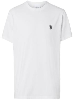 Burberry - White Embroidered Logo Cotton T-Shirt