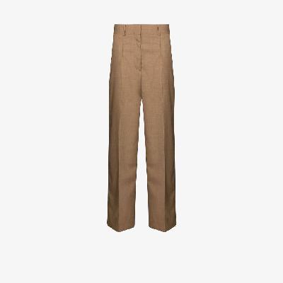 Burberry - Neutral Wide Leg Wool Trousers