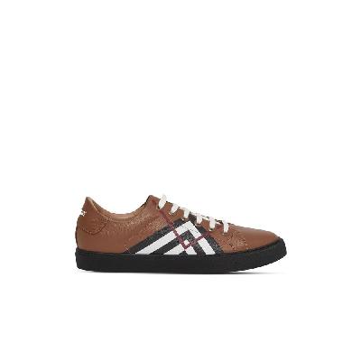 Burberry - Brown Chevron Check Leather Sneakers