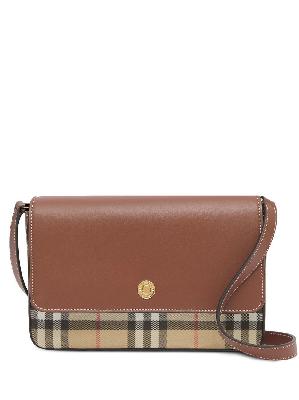 Burberry - Brown Vintage Check Leather Cross Body Bag