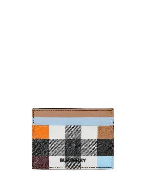 Burberry - Brown Colourblock Check Leather Card Holder