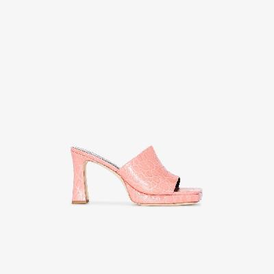 BY FAR - Pink Beliz 90 Mock Croc Leather Sandals