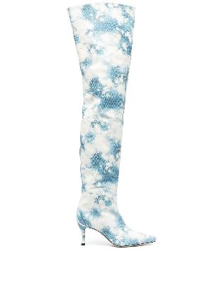 BY FAR - Blue Stevie 80 Over-The-Knee Leather Boots