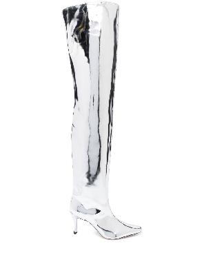 BY FAR - Silver Stevie 80 Over-The-Knee Boots