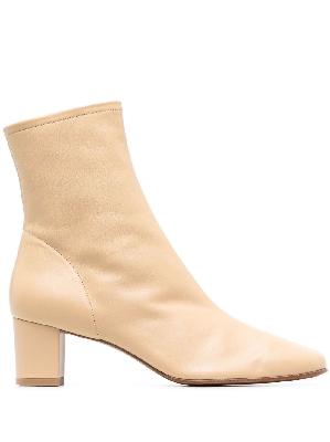 BY FAR - Neutral Sofia Leather Ankle Boots