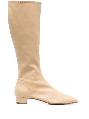 BY FAR - Neutral Edie Leather Knee-High Boots