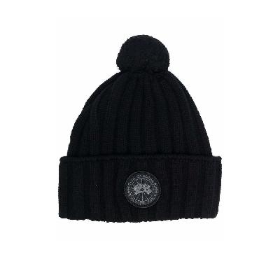 Canada Goose - Black Ribbed Knit Beanie Hat