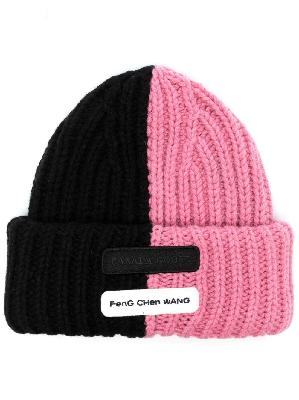 Canada Goose - X Feng Chen Wang Black And Pink Logo Patch Beanie Hat