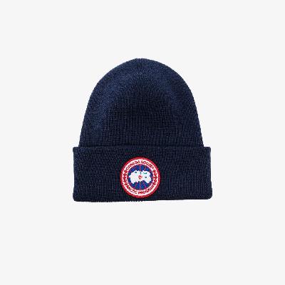 Canada Goose - Navy Disc Logo Appliqué Wool Beanie Hat