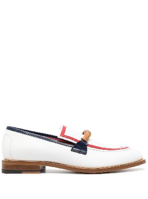 Casablanca - White Envelope Bamboo Strap Leather Loafers