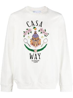 Casablanca - White Casa Way Embroidered Crew Neck Sweatshirt