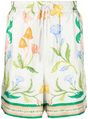 Casablanca - White Larche De Fleurie Silk Shorts