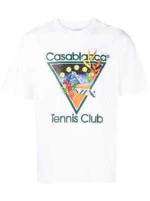 Casablanca - White Logo Print Organic Cotton T-Shirt