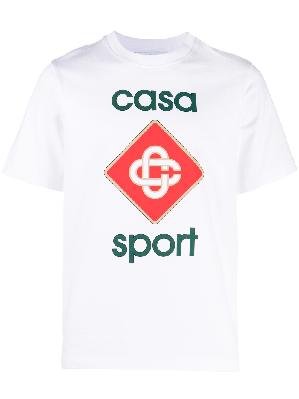 Casablanca - White Casa Sport Print Organic Cotton T-Shirt
