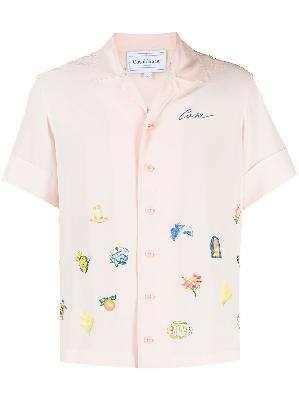 Casablanca - Pink Icon-Embroidered Silk Shirt