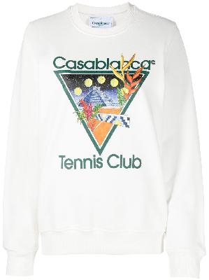 Casablanca - White Tennis Club Print Cotton Sweatshirt