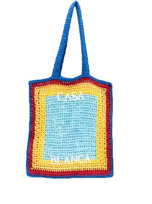 Casablanca - Blue Arch Logo-Embroidery Crochet Bag