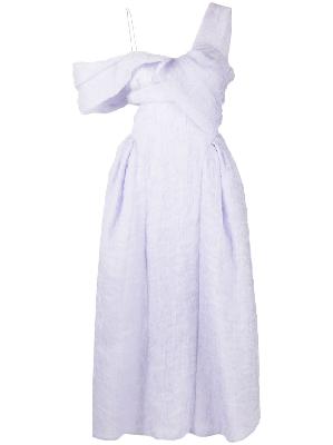 Cecilie Bahnsen - Purple Draped Shoulder Midi Dress
