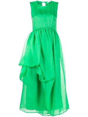 Cecilie Bahnsen - Green Fang Draped Silk Midi Dress
