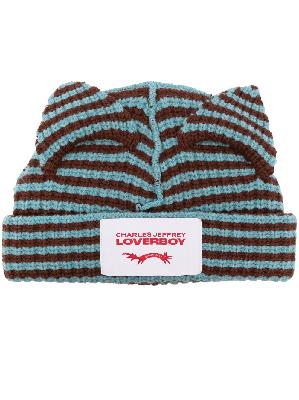 Charles Jeffrey Loverboy - Brown Chunky Ears Striped Beanie