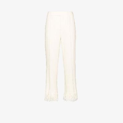 Chloé - Fringed Hem Textured Silk Trousers