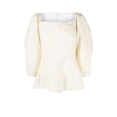 Chloé - Neutral Off-The-Shoulder Wool Top