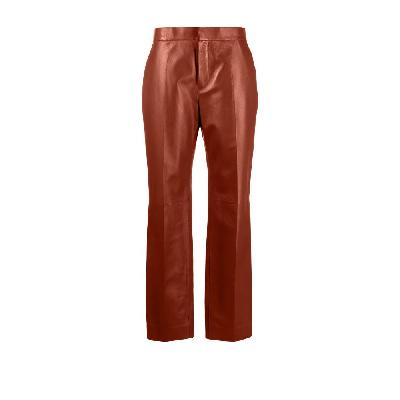 Chloé - Brown Leather Straight-Leg Trousers