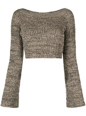 Chloé - Neutral Off-The-Shoulder Mouliné Sweater