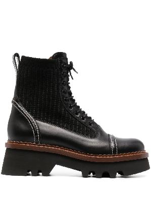 Chloé - Black Owena Lace-Up Boots