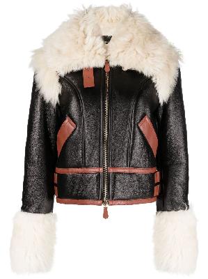 Chloé - Black Shearling Leather Cropped Jacket