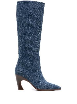 Chloé - Blue Oli 80 Denim Knee-High Boots