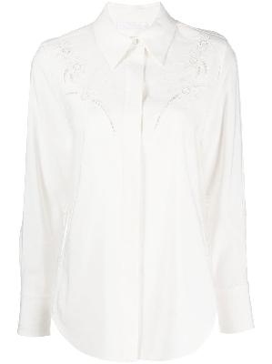 Chloé - White Floral Embroidery Shirt
