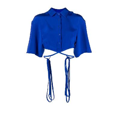 Christopher Esber - Blue Wrap-Around Tassel Cropped Shirt