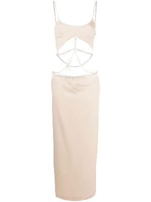 Christopher Esber - Neutral Glass Pearl Wool Dress