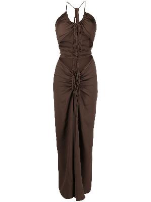 Christopher Esber - Brown Disconnect Cut-Out Ruched Dress