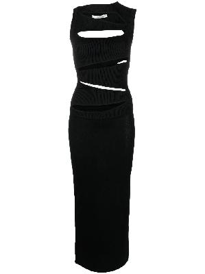 Christopher Esber - Black Slashed Ribbed-Knit Maxi Dress