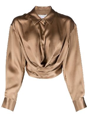 Christopher Esber - Brown Cowl Silk Shirt