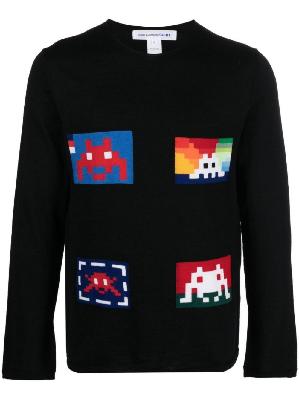 Comme Des Garçons Shirt - Black Graphic Print Wool Sweater