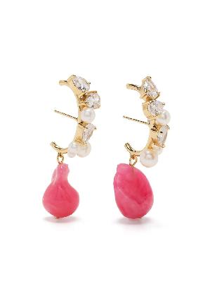 Completedworks - Gold Vermeil Eze-Eh Pearl And Crystal Drop Earrings