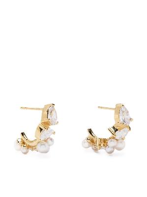 Completedworks - Gold Vermeil Chasing Shadows Pearl And Crystal Hoop Earrings