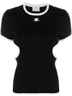 Courrèges - Black Cut-Out Cotton T-Shirt